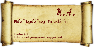 Mátyásy Arzén névjegykártya